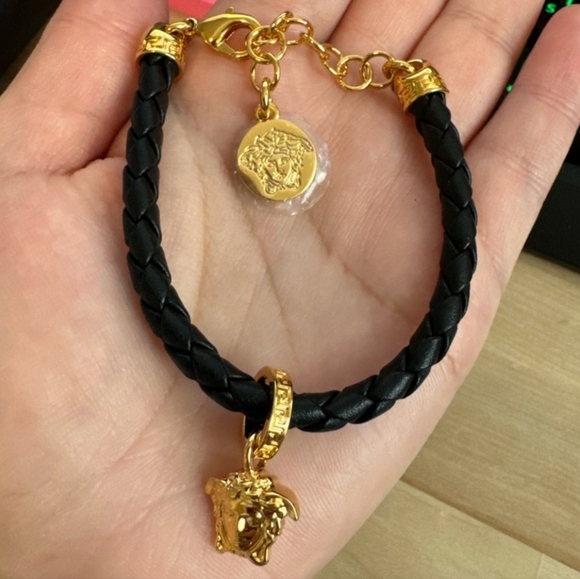 Versace Medusa Braided Leather Bracelet/ BNIB